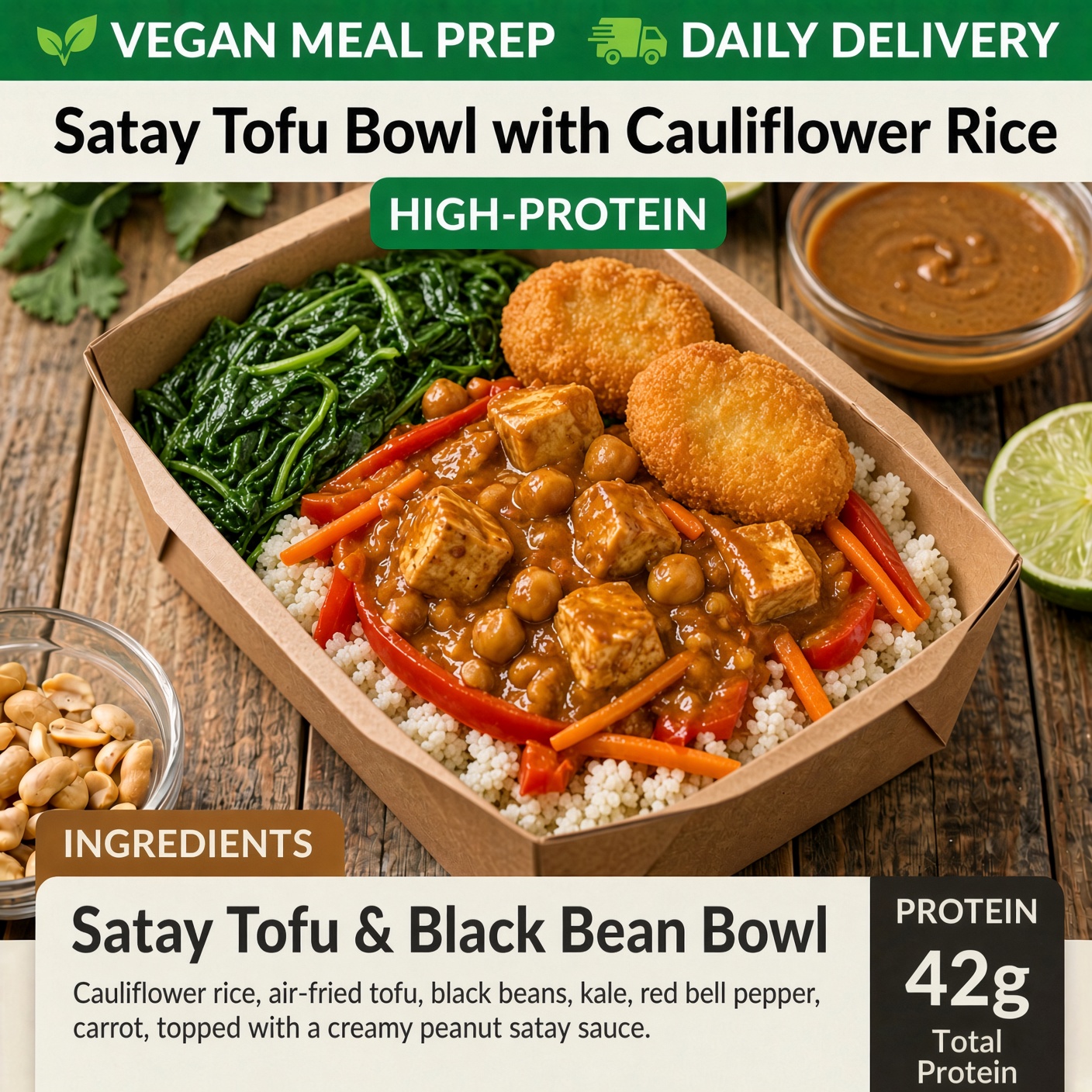 Red Curry Vegan Nuggets Cauliflower Rice