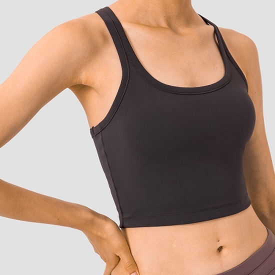 Women Sports Y Back High Support Bra Pads Crop Tank Top Women Sports Y Back High Support Bra Pads Crop Tank Top