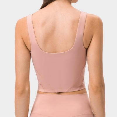Women Sports Deep U Crop Winter Thicken Tank Top