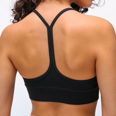 Women Sports Sexy Y Back High Support Push Up Spaghetti Strap Bra Top