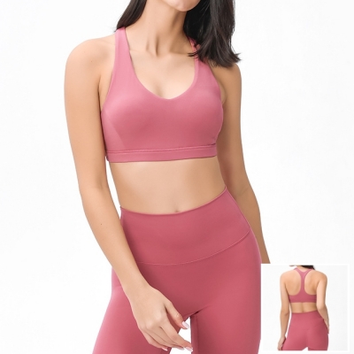 Women Sports Y Back Push Up Deep V Bra Top