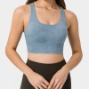 Women Sports Cross Back Brushed High Support Push Up Bra Top