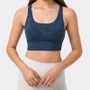 Women Sports Cross Back Brushed High Support Push Up Bra Top