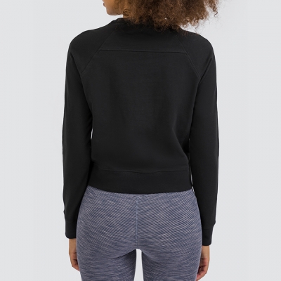 Women Sports Round Neck Winter Thicken Long Sleeve Top