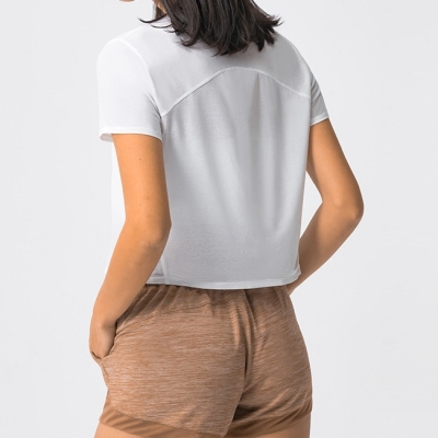 Women Sports Round Neck Light Short Sleeve Top