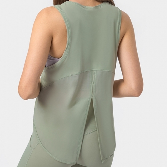 Women Sports Mesh Back Tie Knot Lightweight Tank Top Women Sports Mesh Back Tie Knot Lightweight Tank Top