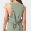 Women Sports Mesh Back Tie Knot Lightweight Tank Top Women Sports Mesh Back Tie Knot Lightweight Tank Top