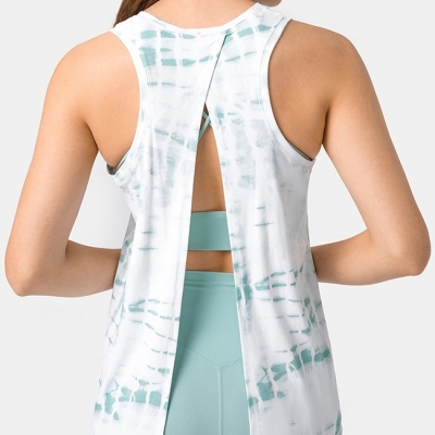 Women Sports Split Back Tie Knot Tank Top